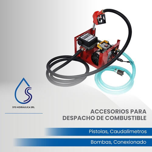 Accesorios para despacho de combustible: pistolas, caudalímetros, bombas y conexionado.
