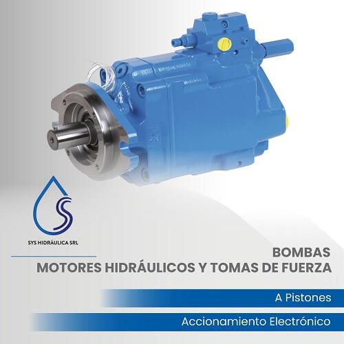 Bombas, motores hidráulicos y tomas de fuerza: a pistones, accionamiento electrónico.
